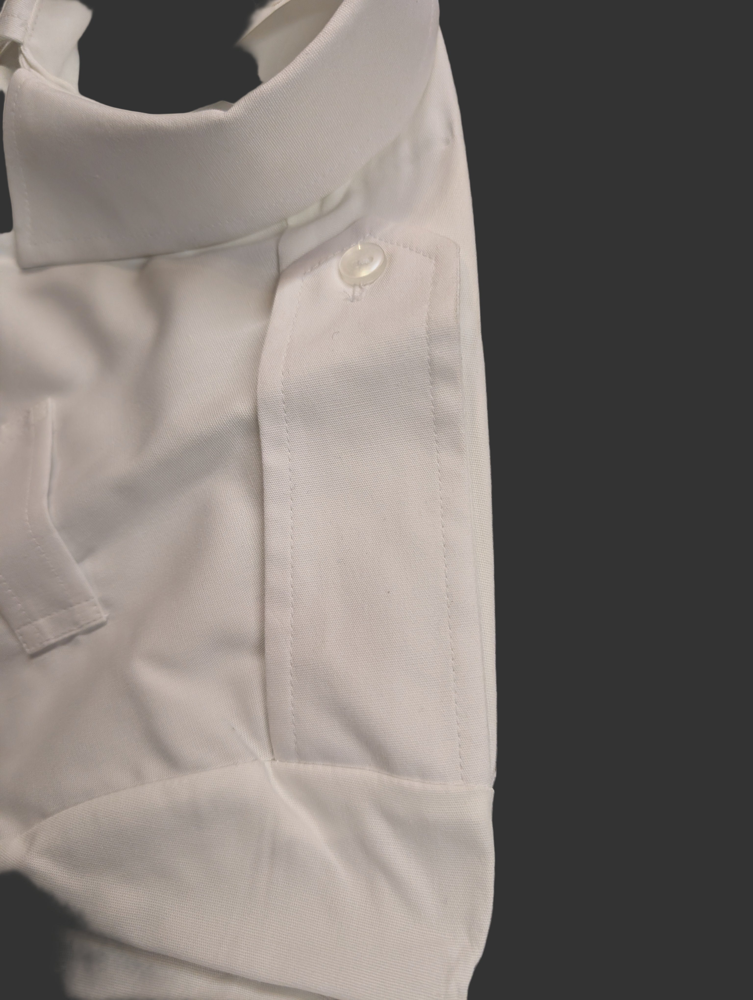 14 1/2" POLICE Short Sleeve White Shirt with fixed epaulettes and radio loops above the pockets