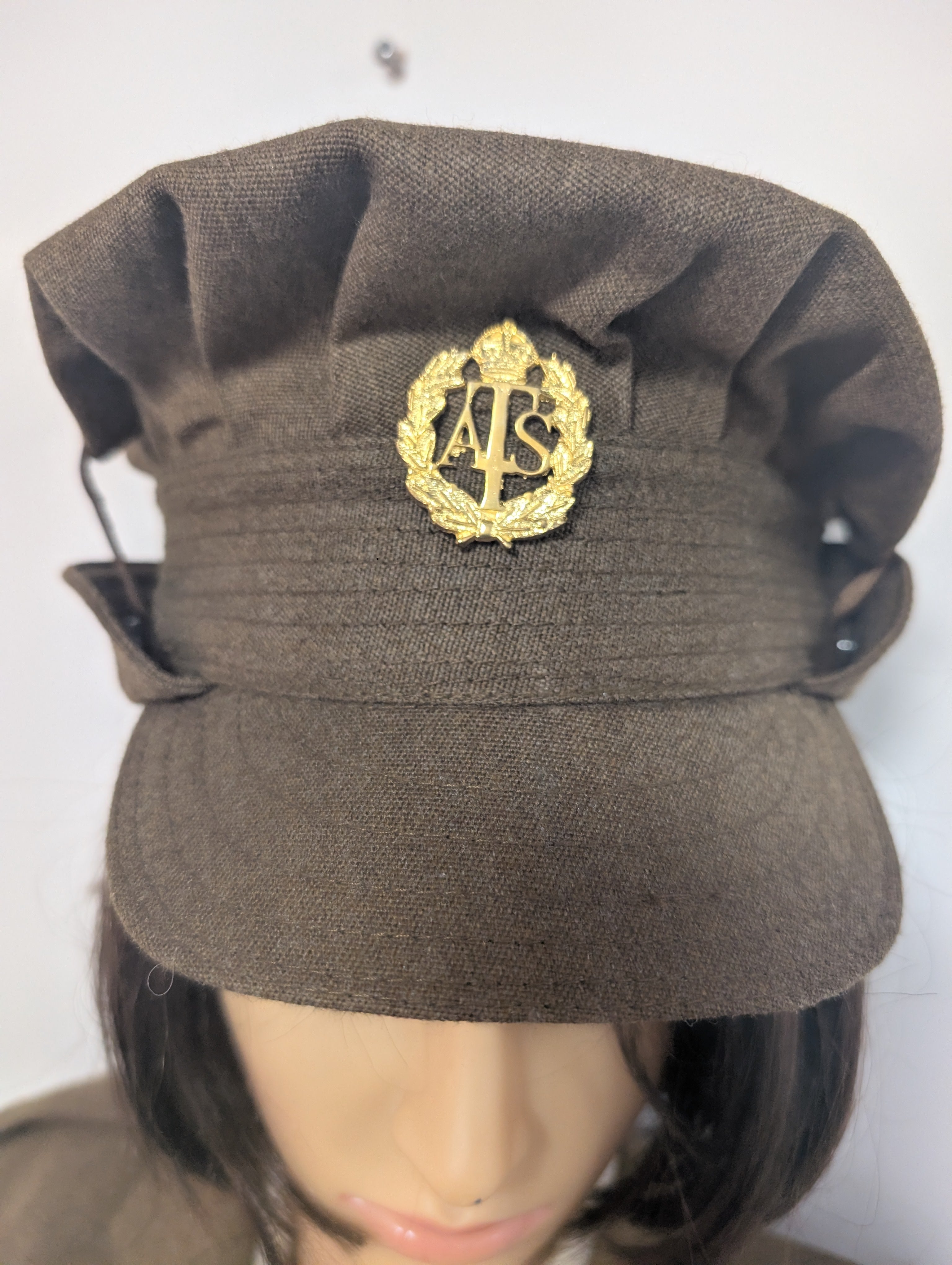 Auxiliary Territorial field Service Uniform putty    ATS Cap & Hat Badge brown