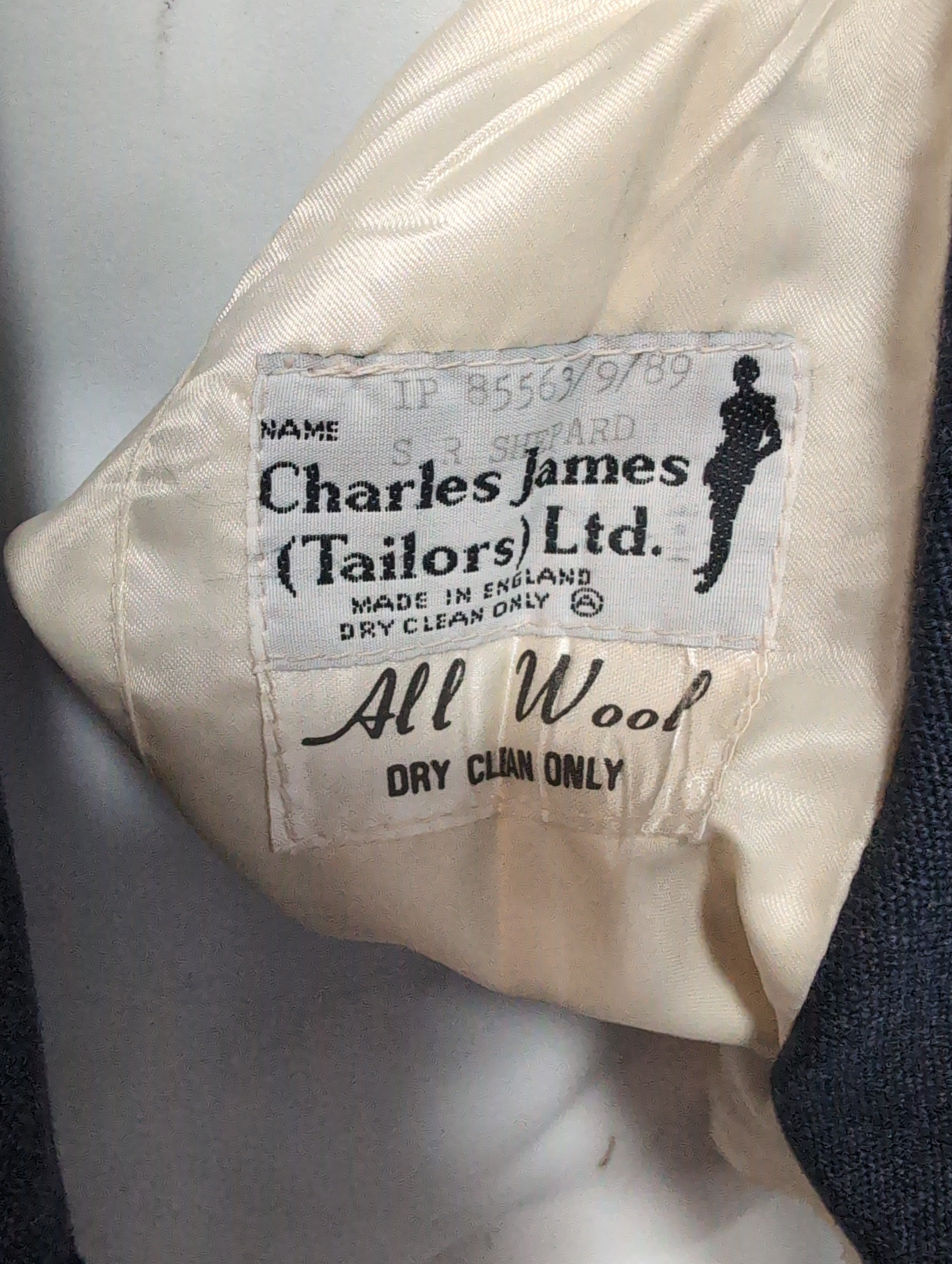 Charles James Tailors Ltd  Label on RAF Sergeant No5 Mess Dress Uniform Jacket NCO SNCO
