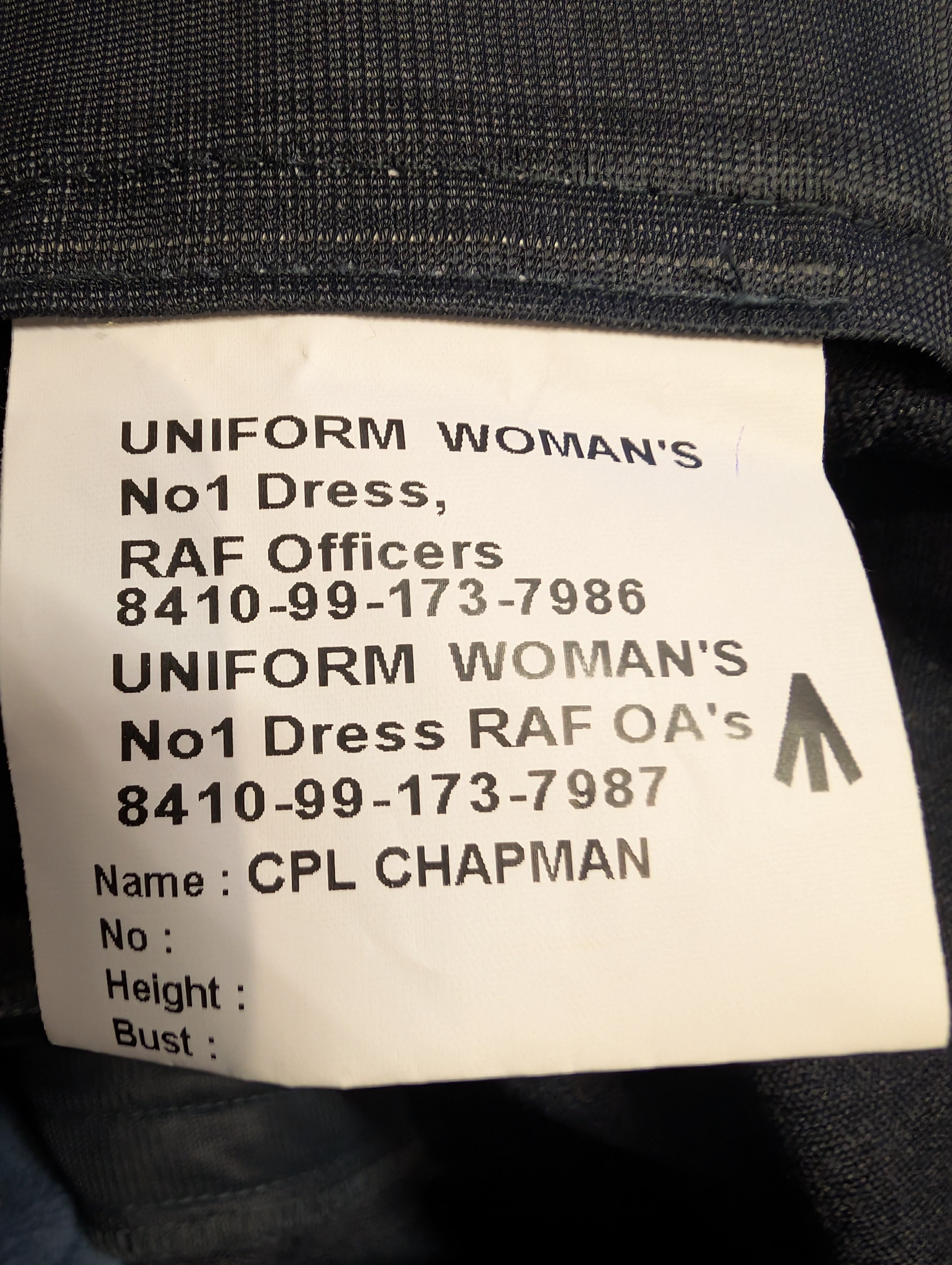 47" Waist Woman's RAF Officers No1 Service Dress Trousers No1s SD Uniform Slacks SDU ( our ref W361 )