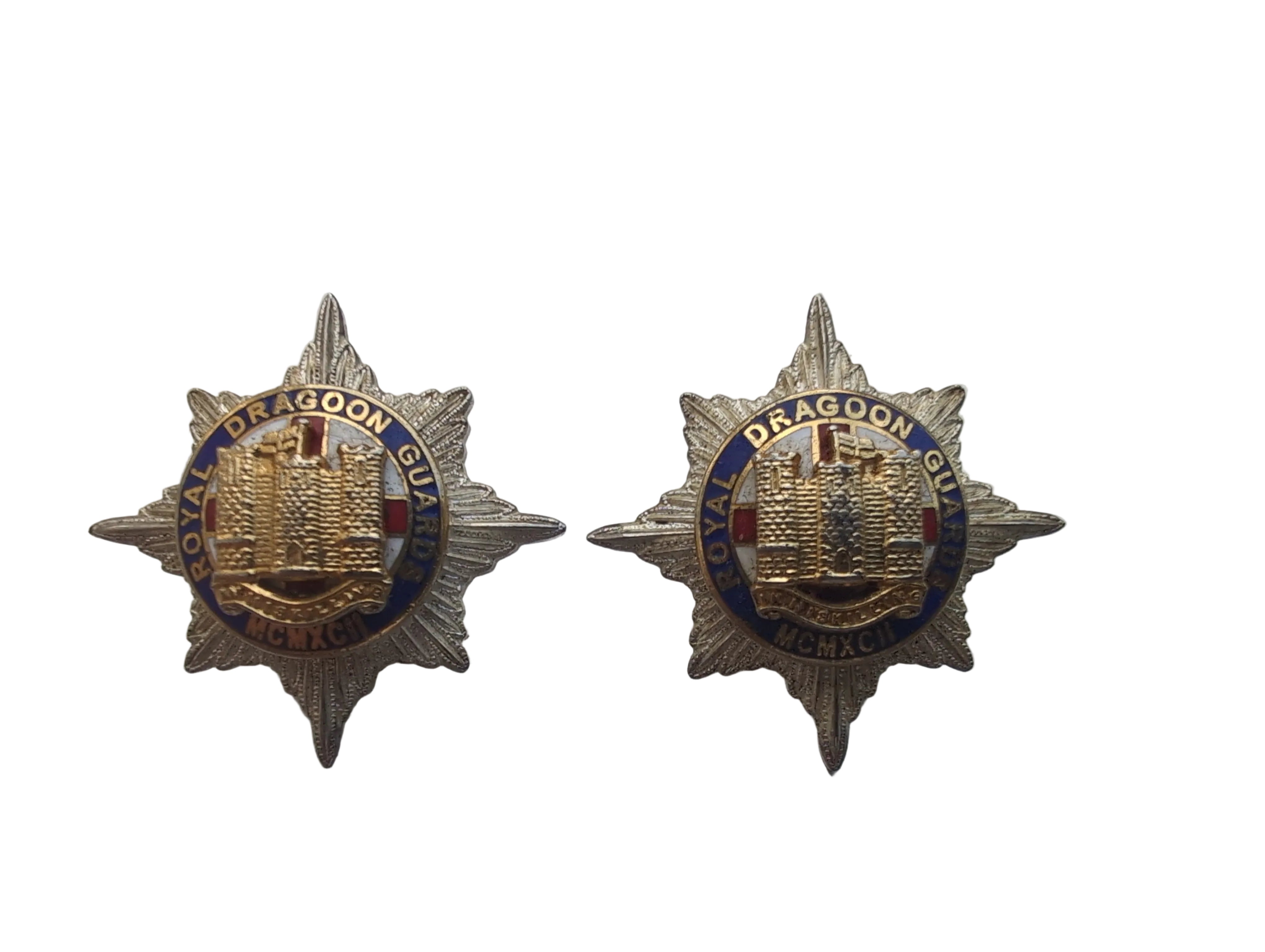 Royal Dragoon Guards Collar Badges Pair