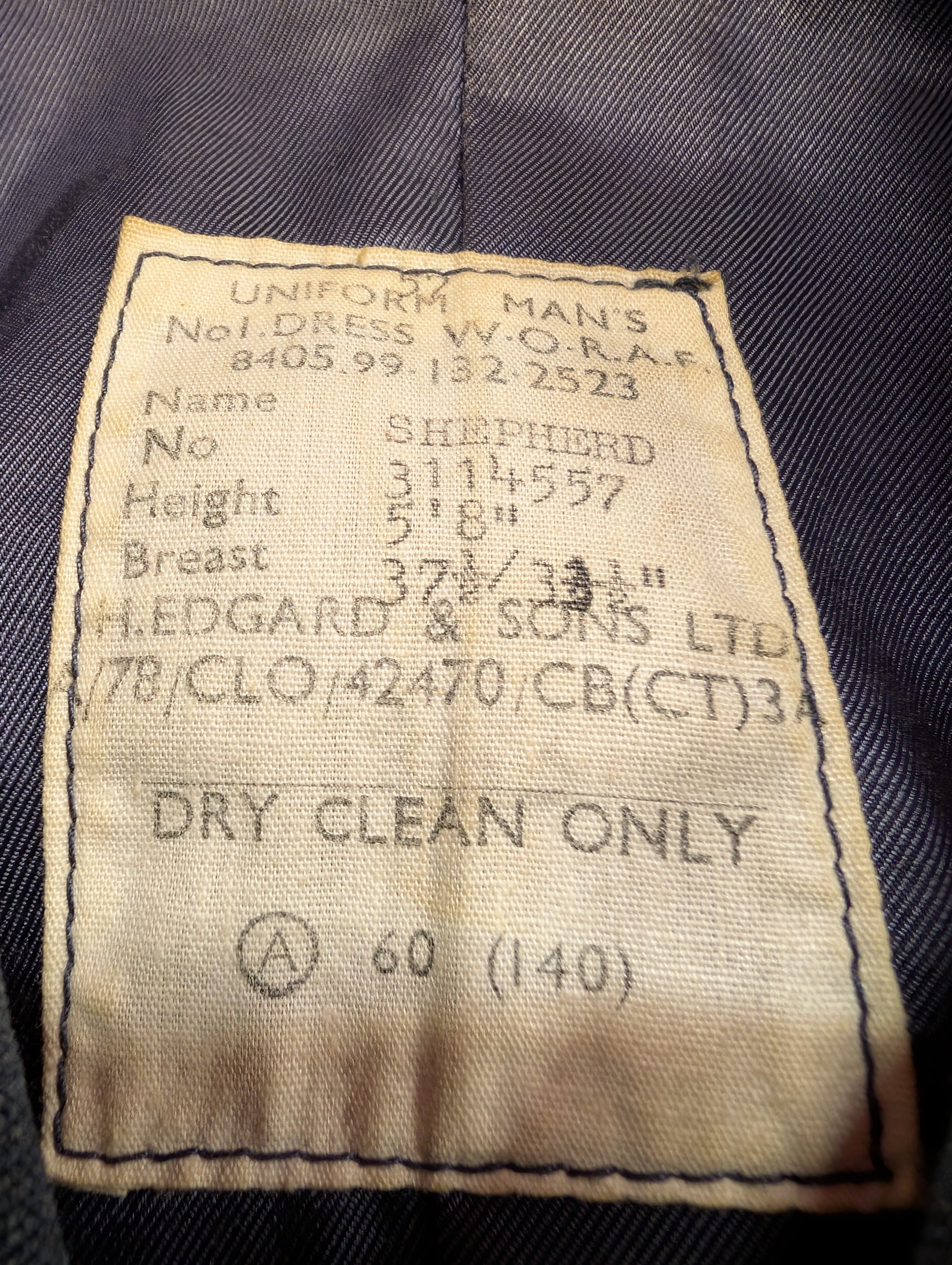 37"Short 1970s Pattern RAF Officers No1 Service Dress Uniform Jacket & Trousers Cold War Era ( our ref W375 )
