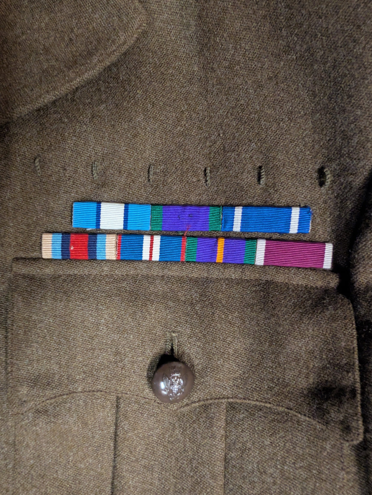 Medal Ribbons on a Mercian Regiment Officer’s No. 2 Dress Uniform Jacket| Captain