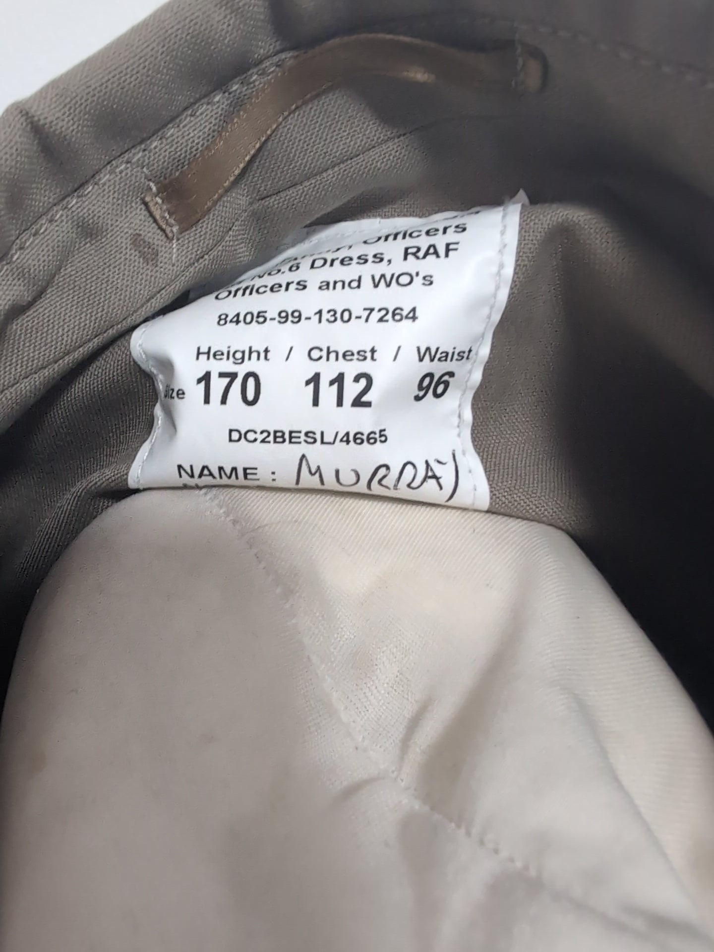 44" Chest 38" Waist RAF No6 Officers Uniform Jacket & Trousers Bush Tropical Warm Weather