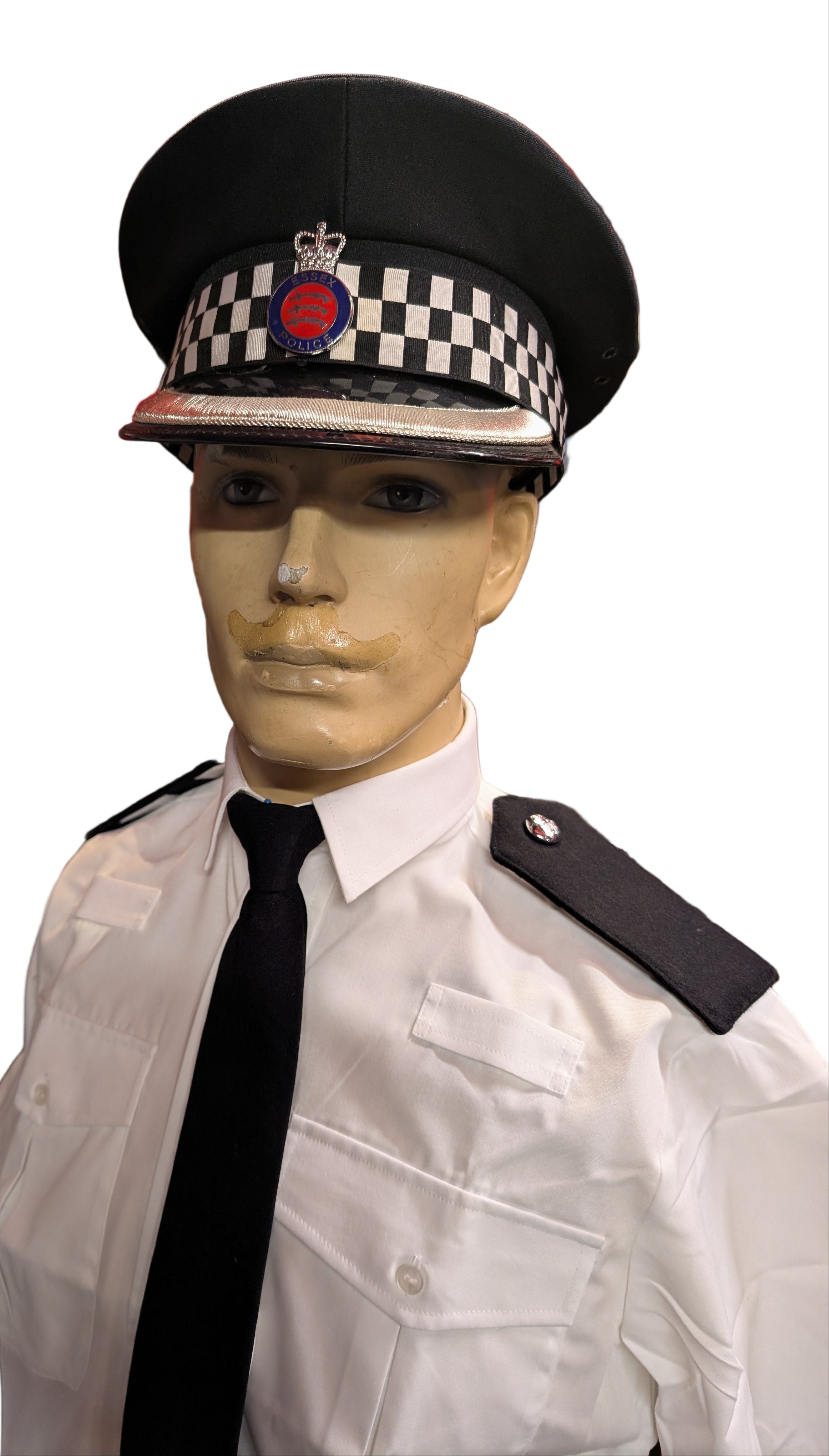 14 1/2" POLICE Short Sleeve White Shirt with fixed epaulettes and radio loops above the pockets