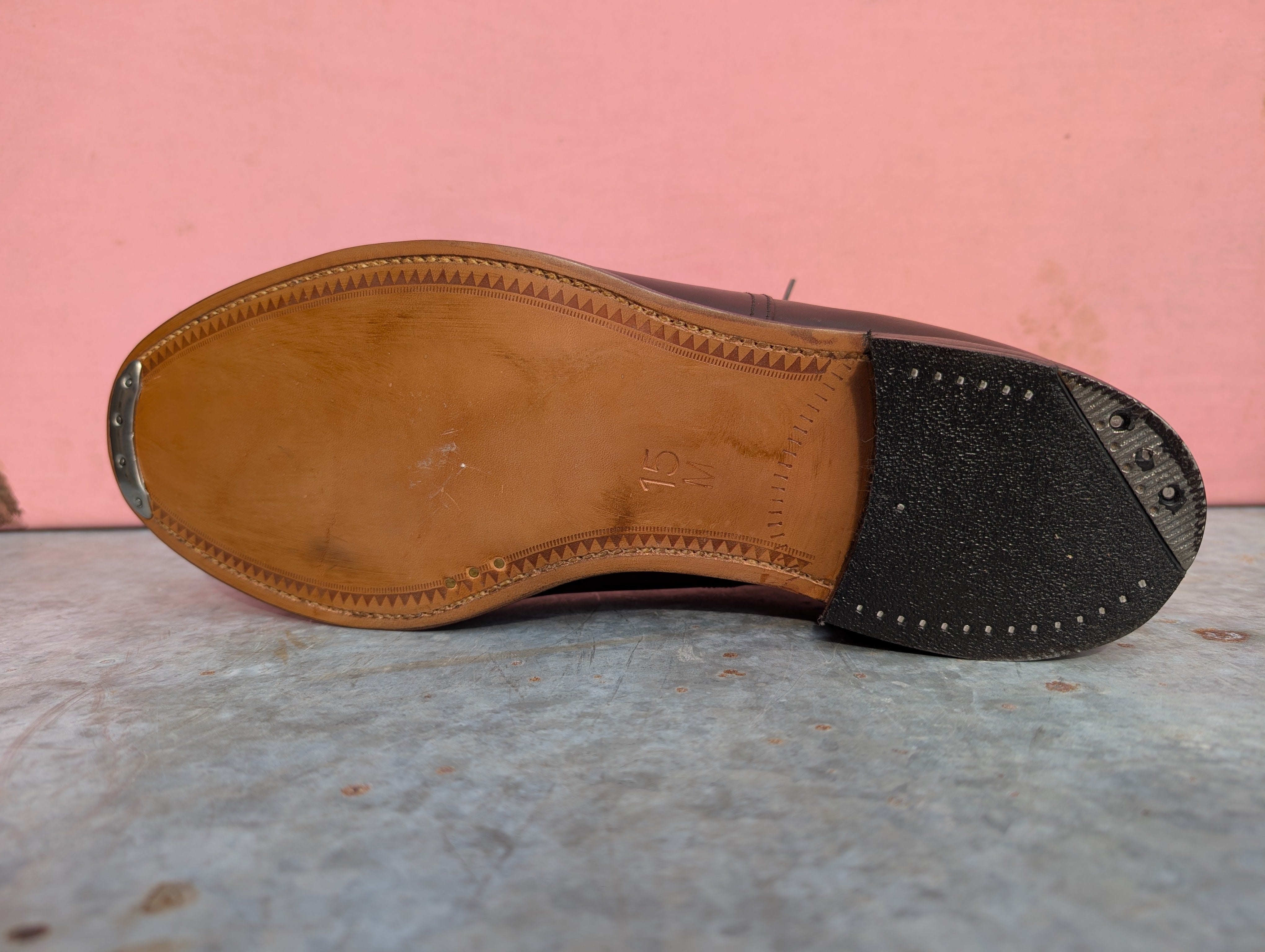 Size 15UK Officers Brown Leather Oxford Shoes. Made in England