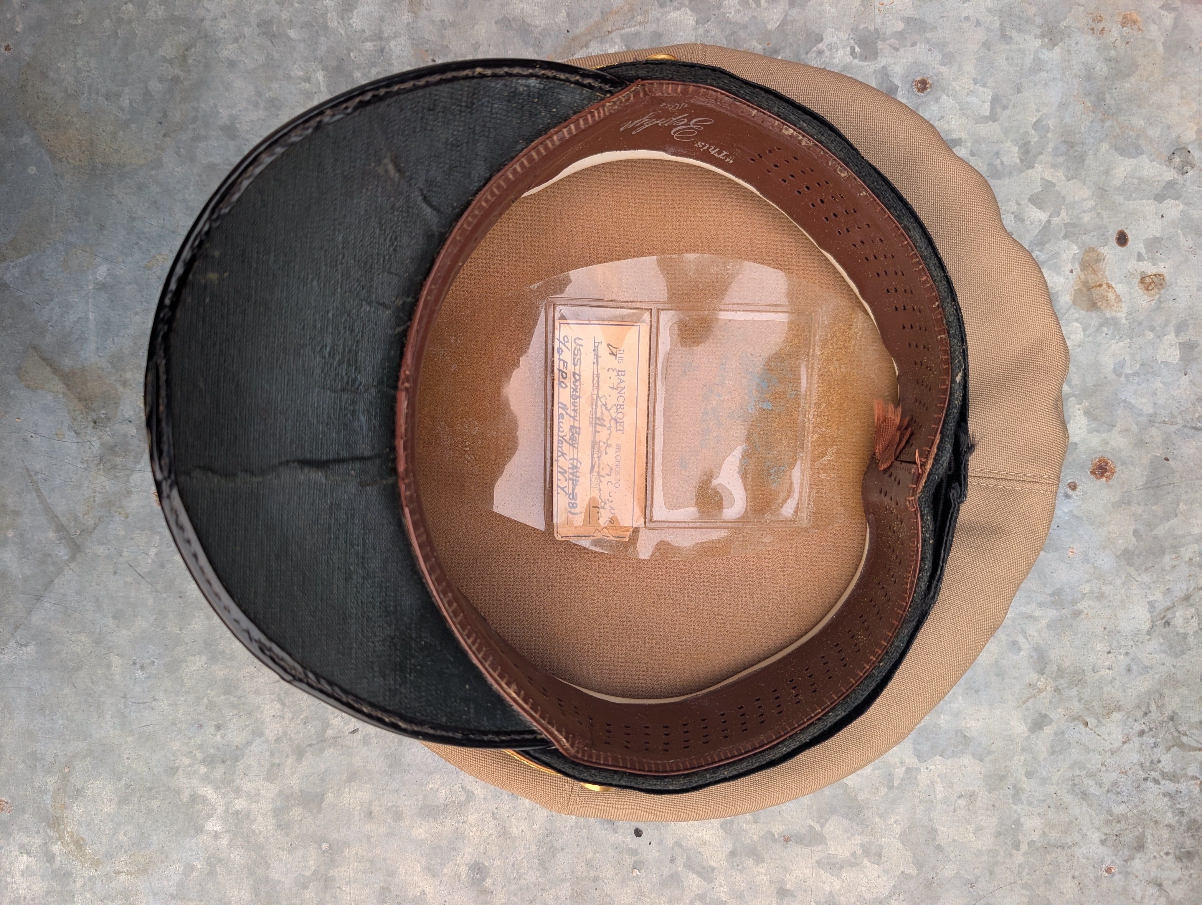 Genuine WW2 USS Duxbury Bay (AVP38) U.S.S Officers Peaked Cap ( Small Size )