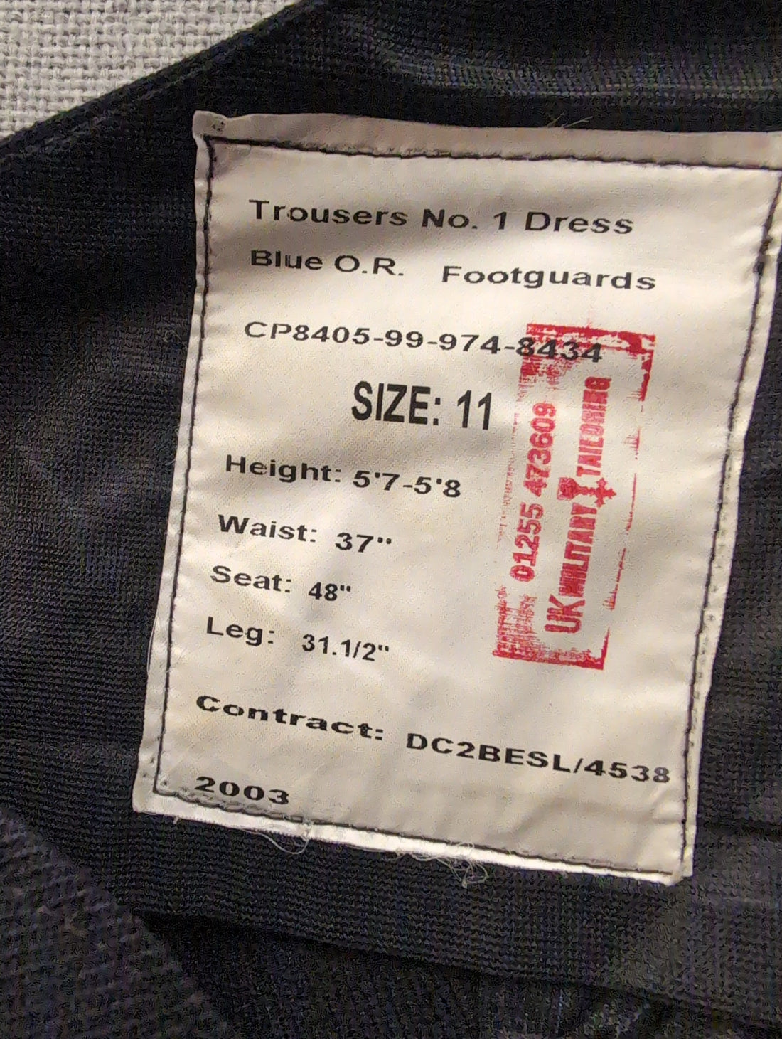 37" Waist Guards No1 Blues Ceremonial Service Dress Uniform Trousers( our ref G163)