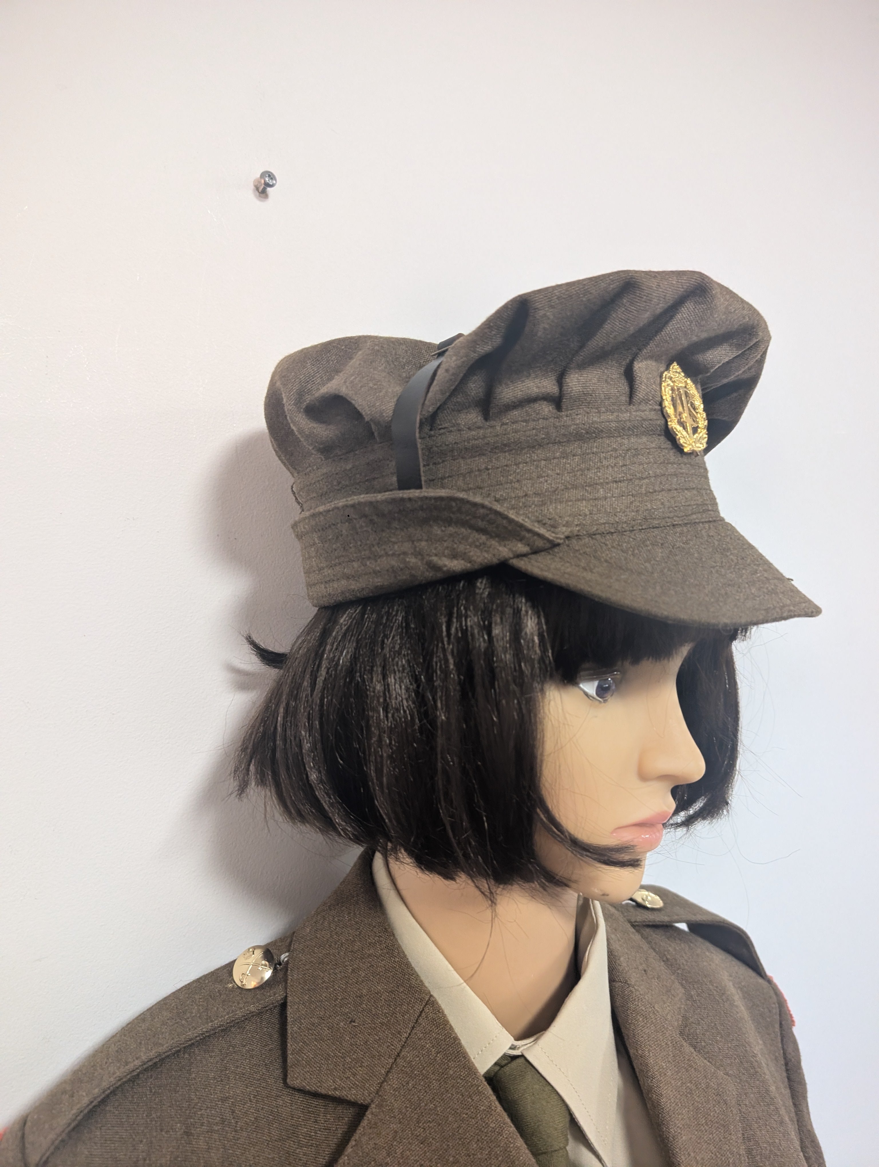 Auxiliary Territorial field Service Uniform putty    ATS Cap & Hat Badge brown