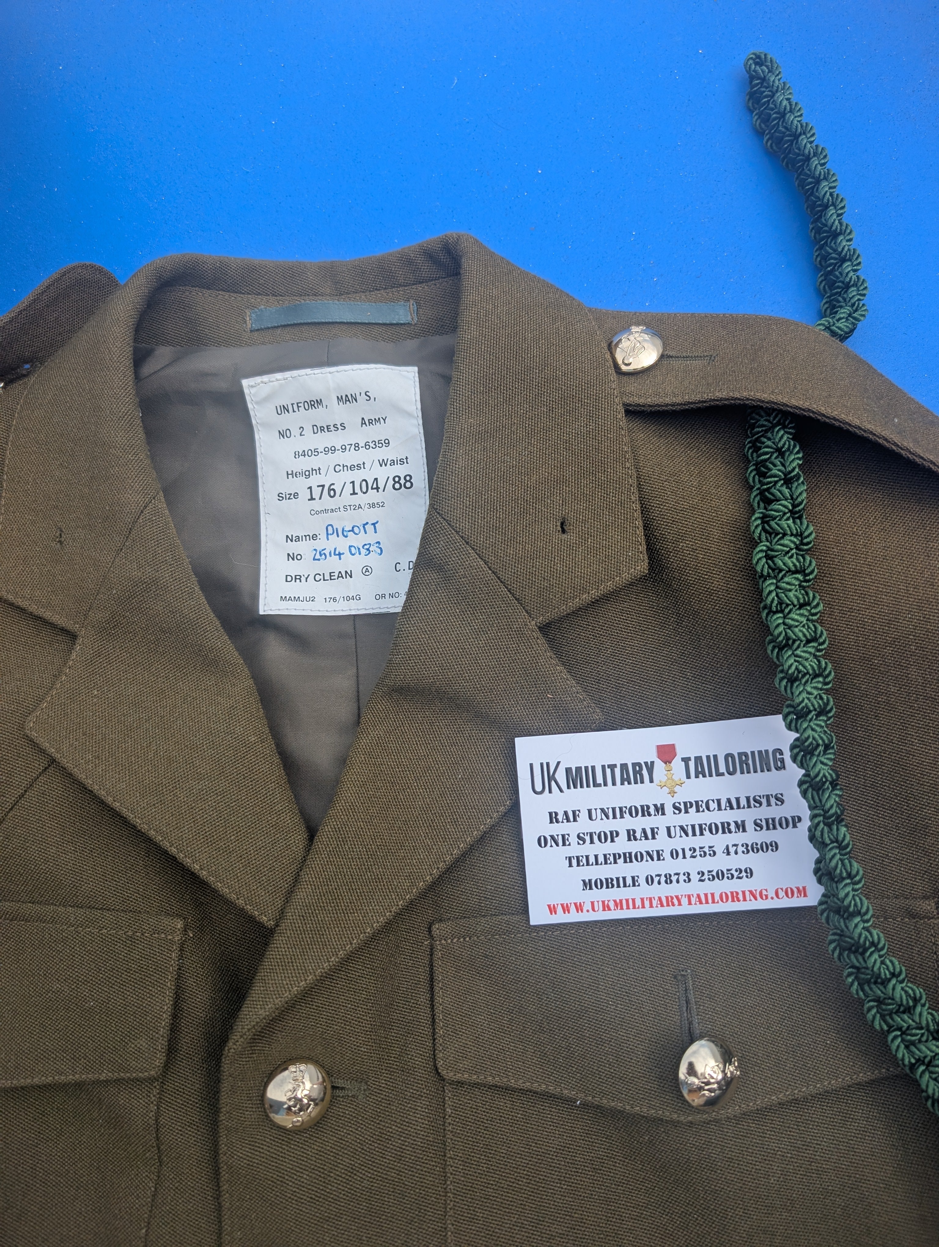 Green hero  no2 uniform trousers jacket sam browne belt trousers hat  cap shirt  tie lanyard