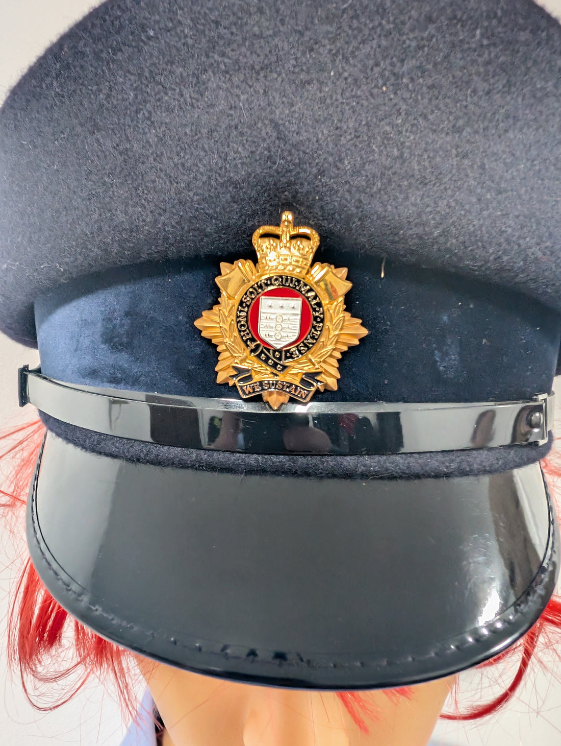Female 56cm Royal Logistic Corps Peak Cap with Chinstrap, RLC Buttons & SNCO - Officers Enameled Hat Badge Worn With No1 No2 & Barrack Service Dress Uniform ( our ref Y312 )