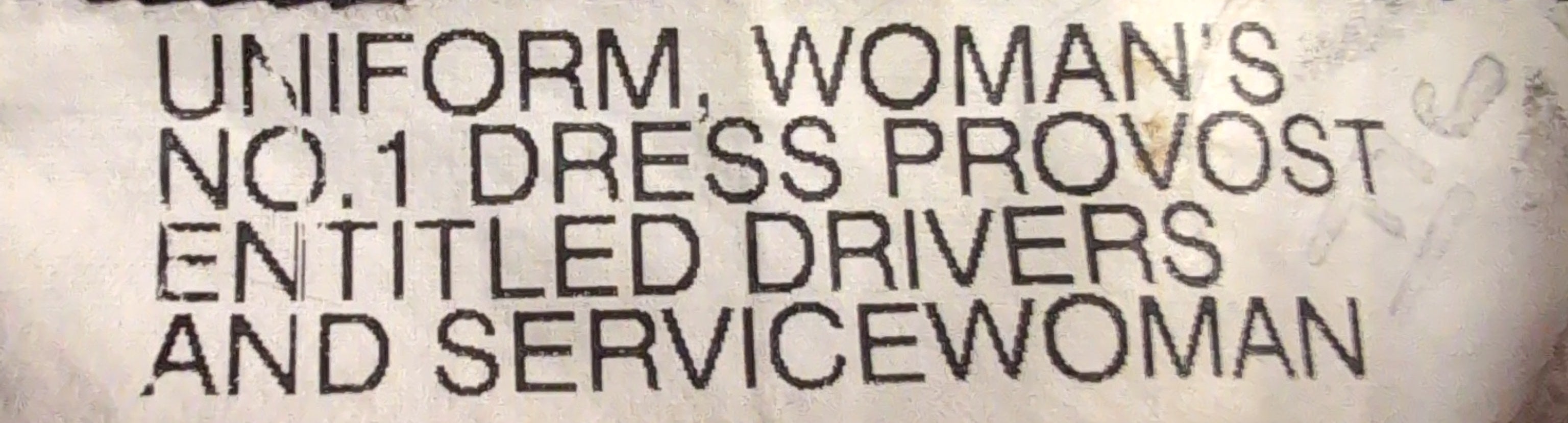 Woman's No1 Service Dress Uniform Jacket  "Provost Entitled Driver"