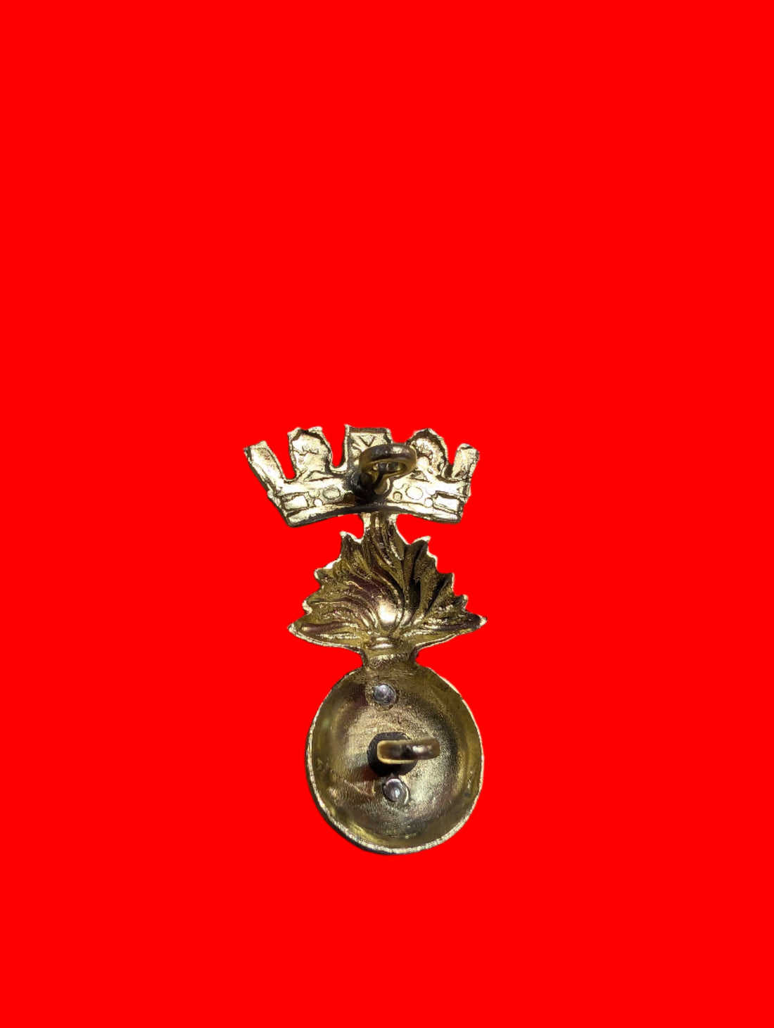 Royal Irish Fusiliers Anodized Aluminum Cap Badge with Lugs & Cotter Pin Fixing