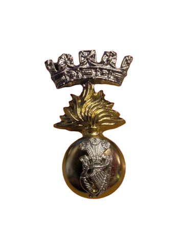 Royal Irish Fusiliers Anodized Aluminum Cap Badge with Lugs & Cotter Pin Fixing