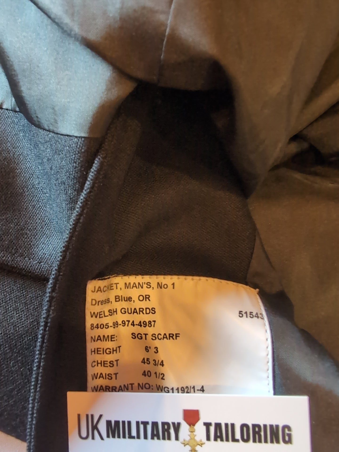 45"Chest 6ft 3" Tall Welsh Guards Company Sergeant Majors No.1 Uniform Jacket Blues Tunic ( Our Ref G19)