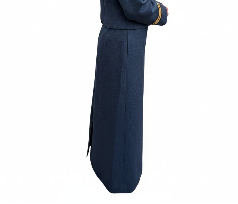 RAF No5 Mess Dress Uniform Skirt. Woman's No,5 Officers & NCO Full Length Maxi. Side View.