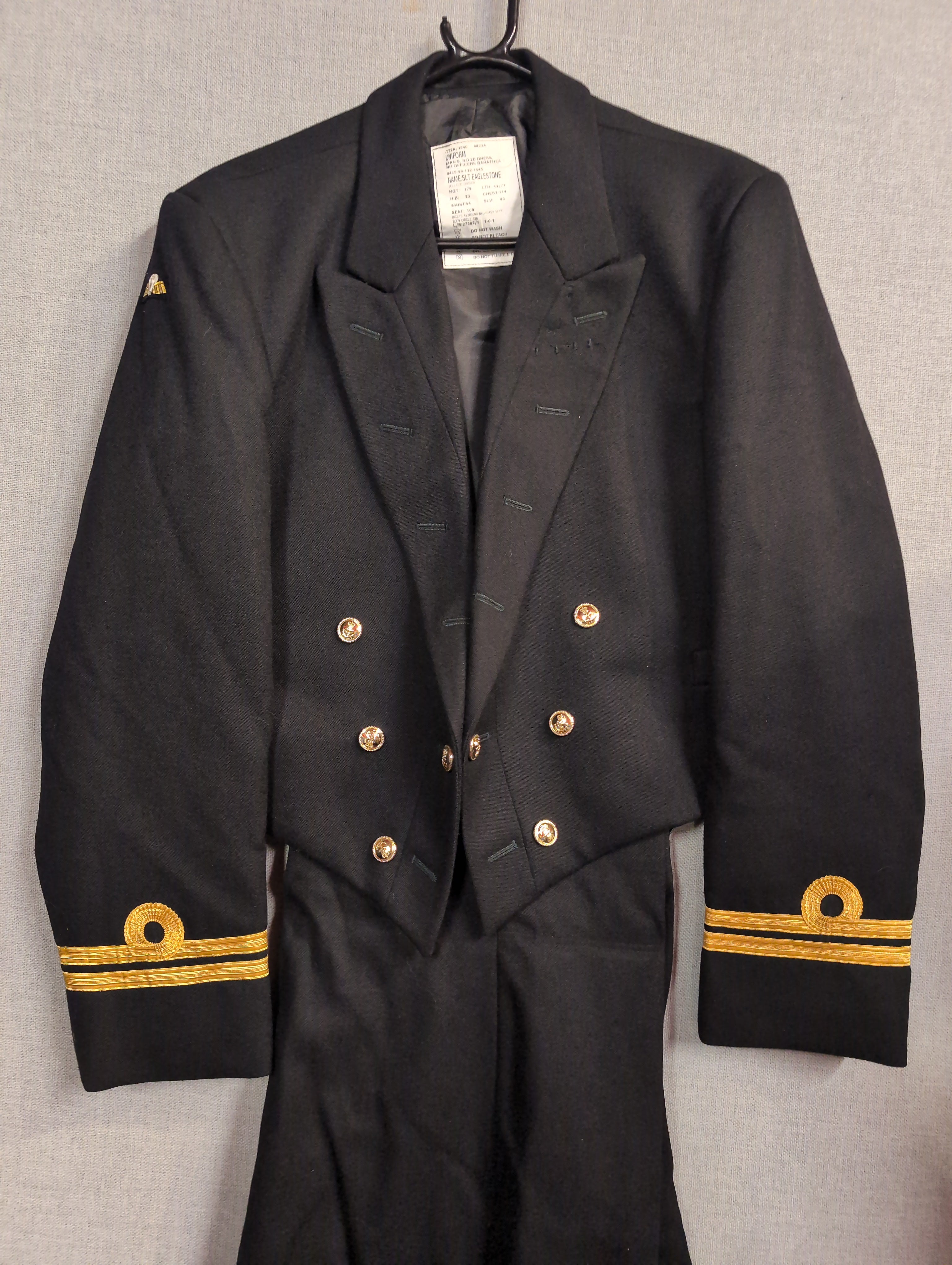 45" Chest Royal Navy No.2B Barathea Officers Mess Dress Uniform Jacket & Trousers ( our ref G157)
