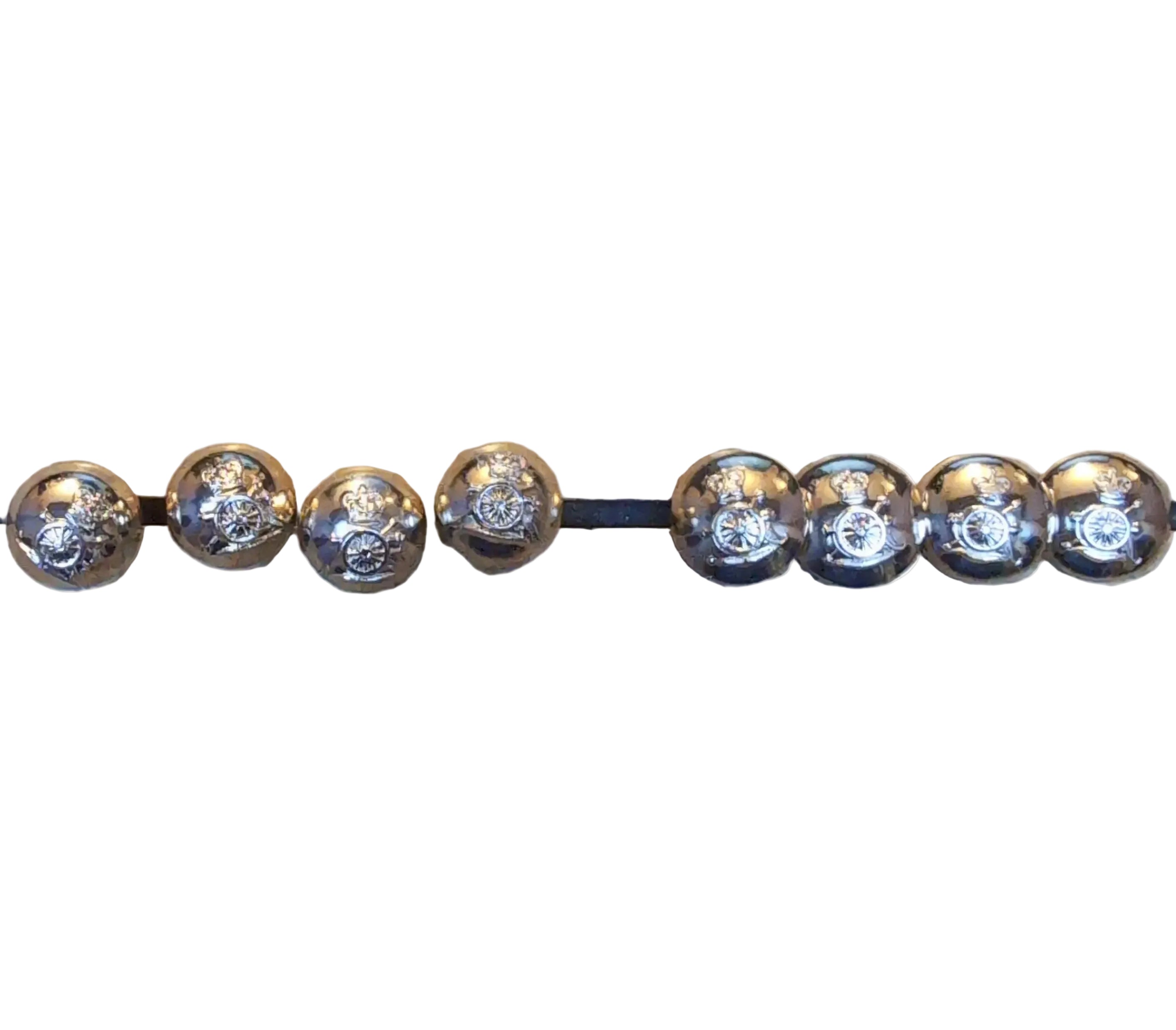 1 Set of Royal Horse Artillery ( RHA ) No2 Service Dress Jacket Ball , 28 Ligne Anodised Aluminium