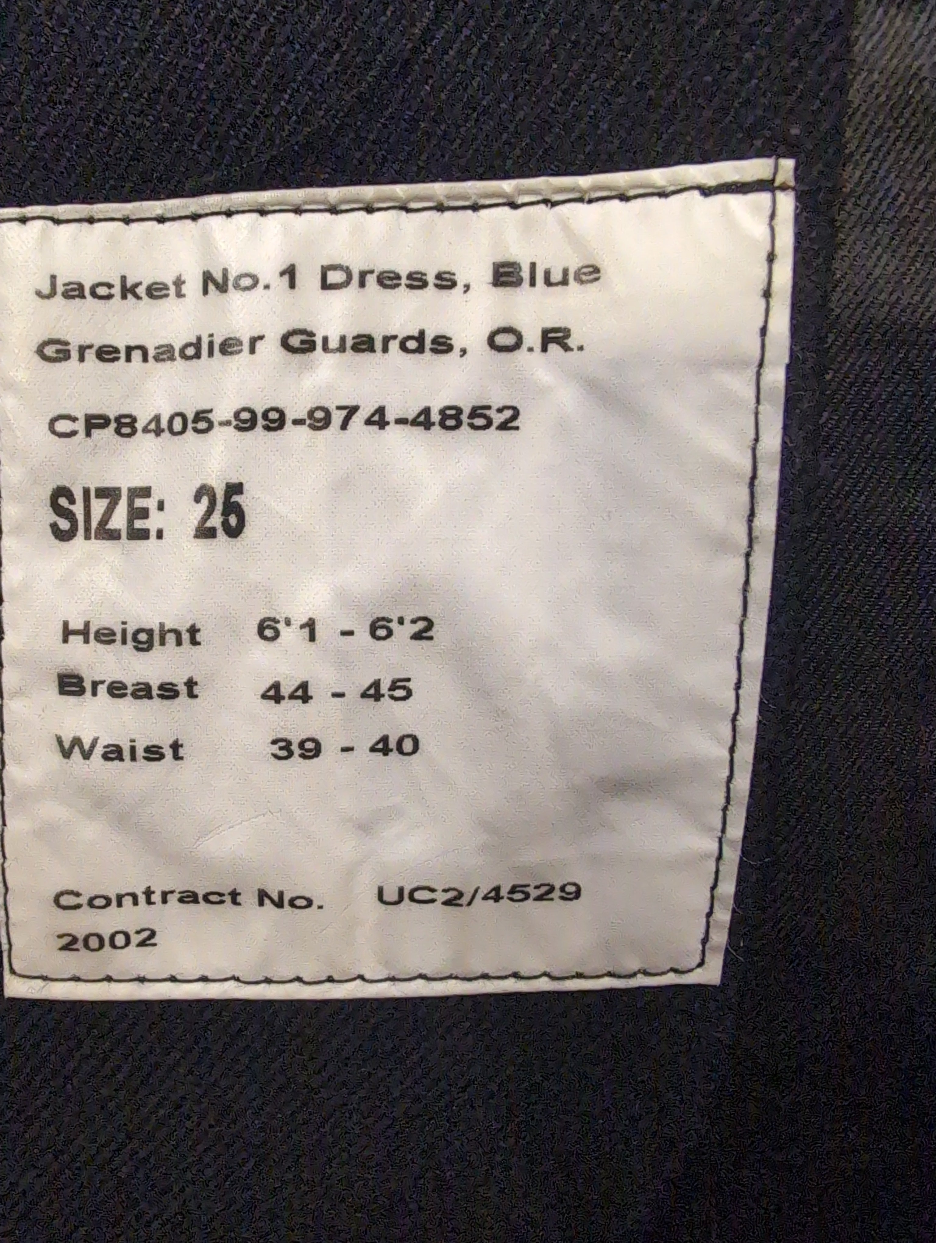 45" Grenadier Guards No1 Blues Ceremonial Service Dress Uniform Jacket ( our ref G164)